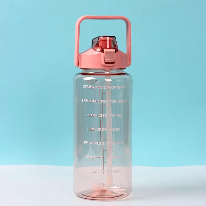 2L Motivational Water Bottle with Time Marker Transparent, Leak-Proof