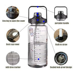2L Motivational Water Bottle with Time Marker Transparent, Leak-Proof