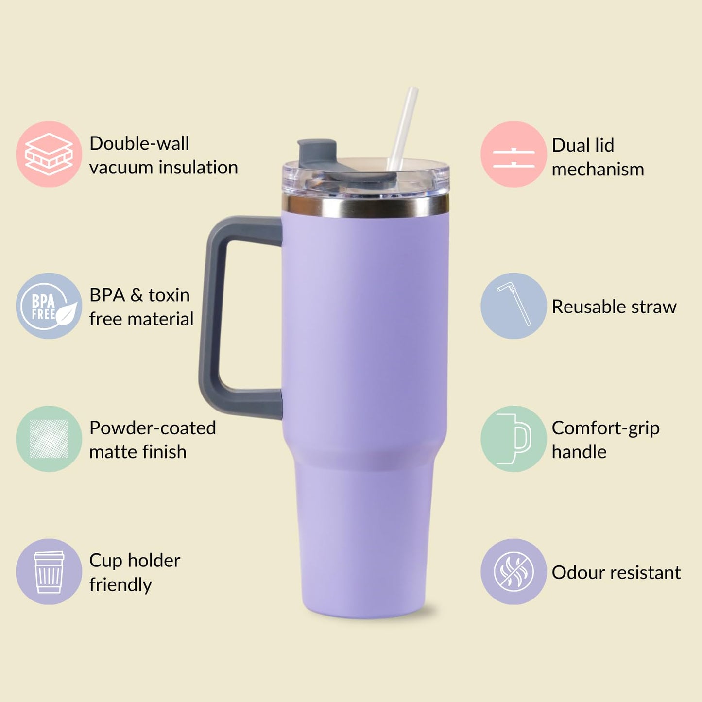 1.2L Tumbler with Lid & Straw