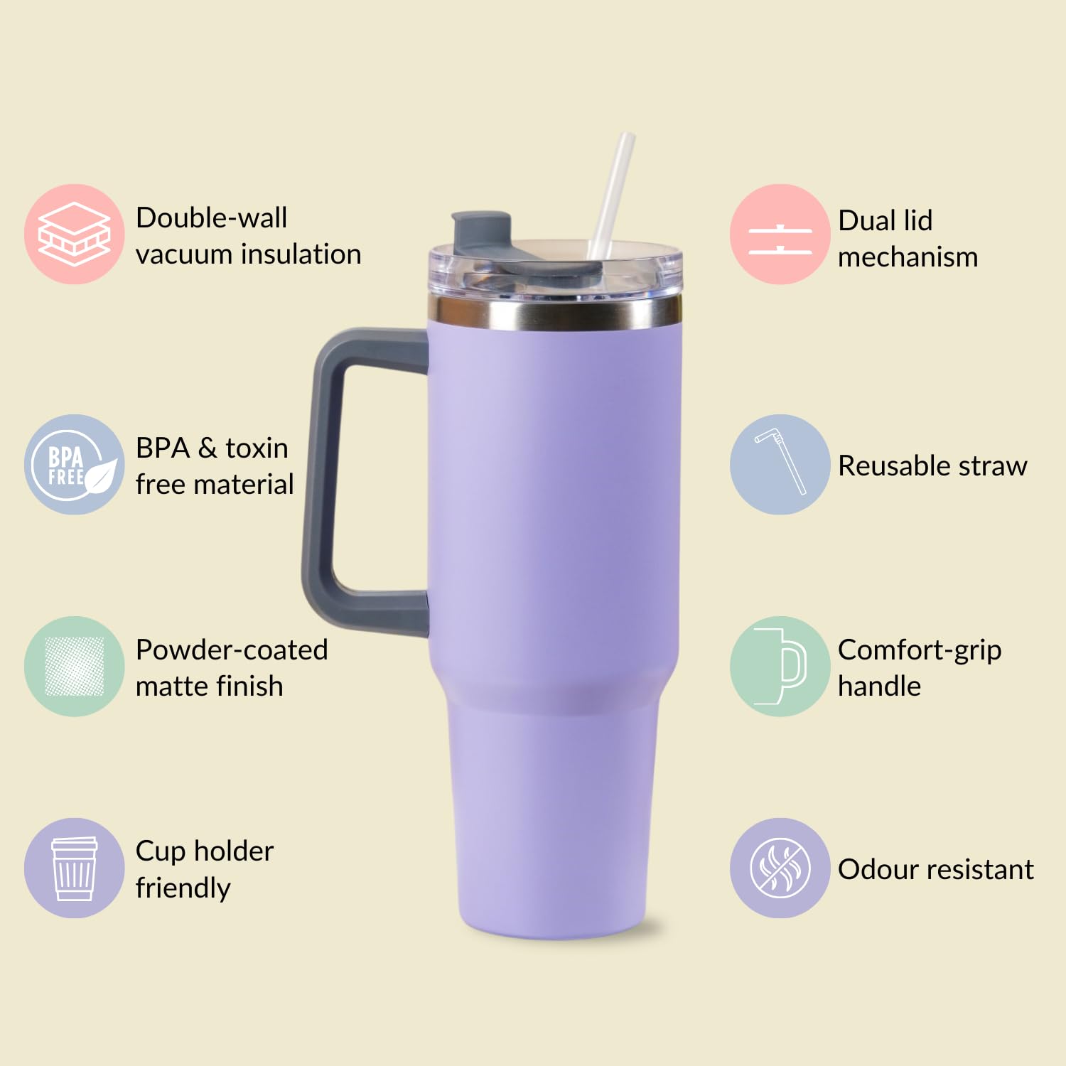 1.2L Tumbler with Lid & Straw