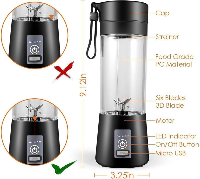 USB Rechargeable Mini Juicer Blender, Electric Juicer