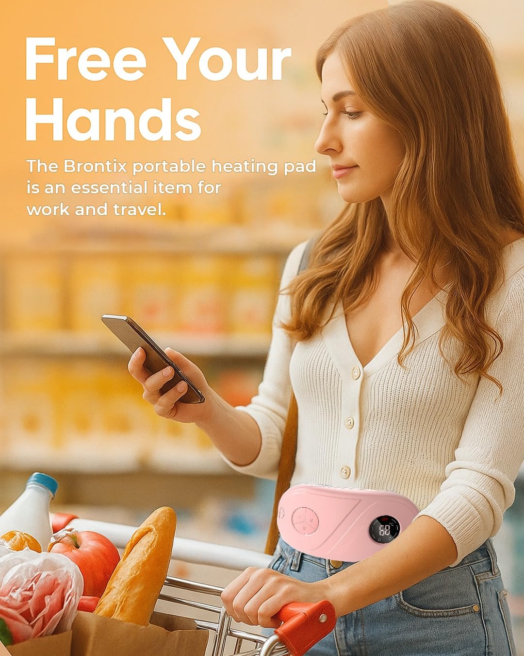 Period Cramp Relief Massager With 6 Modes Heating Pad For Back Pain