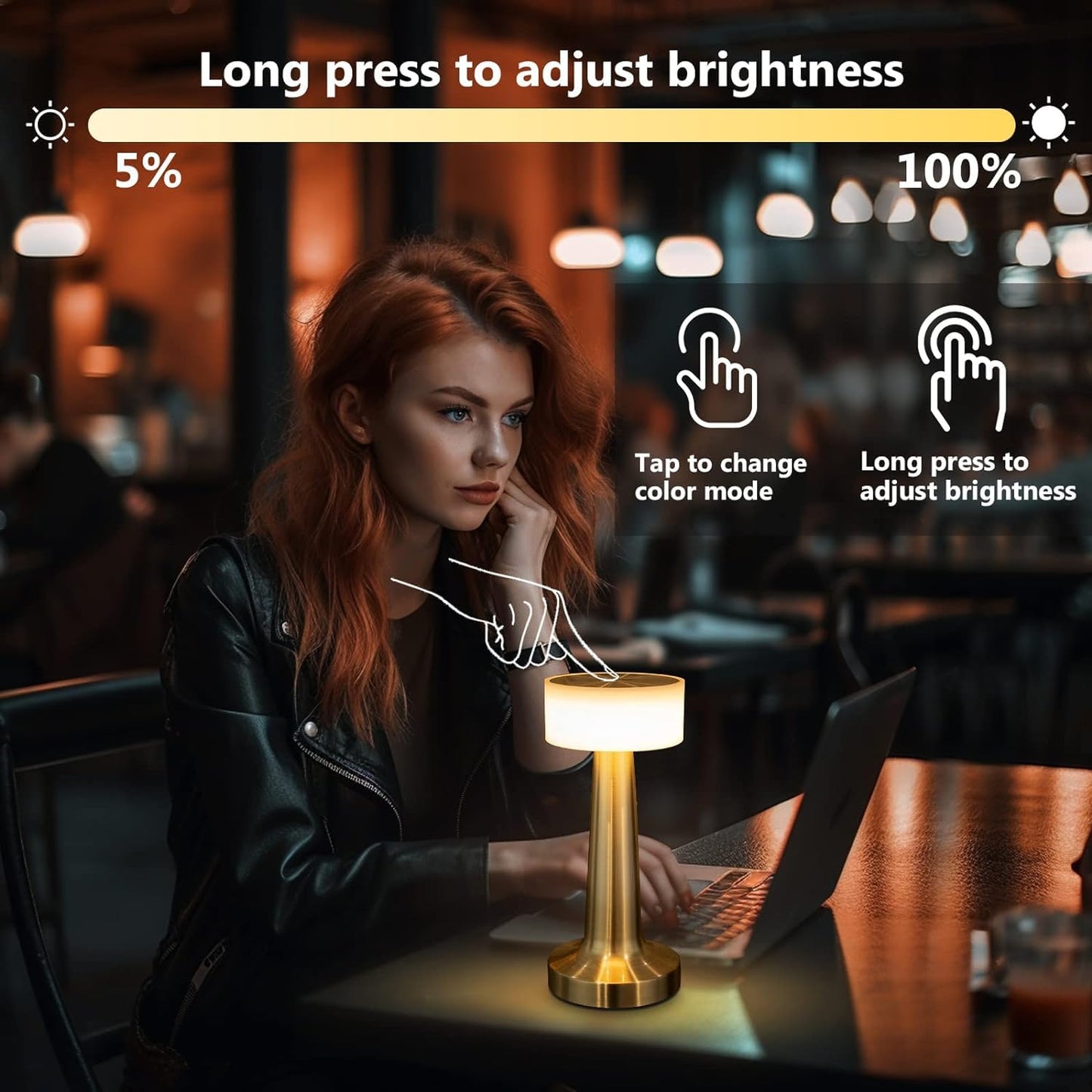 Table Lamp with 2000mAh Battery – Metal Gold Finish