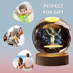 3D Crystal Ball Night Lamp Deer Crystal Ball, 6 CM