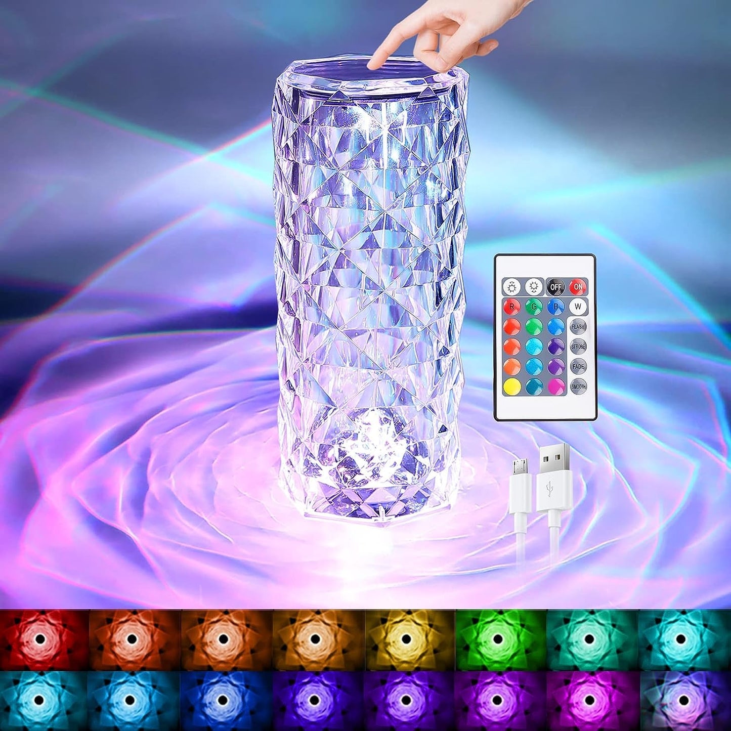 Rose Diamond LED Table Lamp16 Colors Rgb