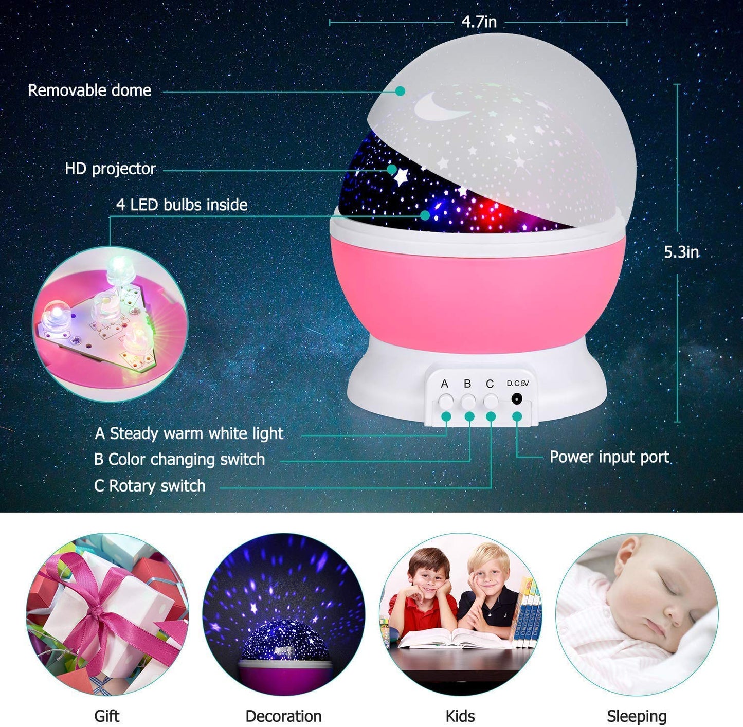 Star Master Rotating 360 Degree Moon Night Light Lamp
