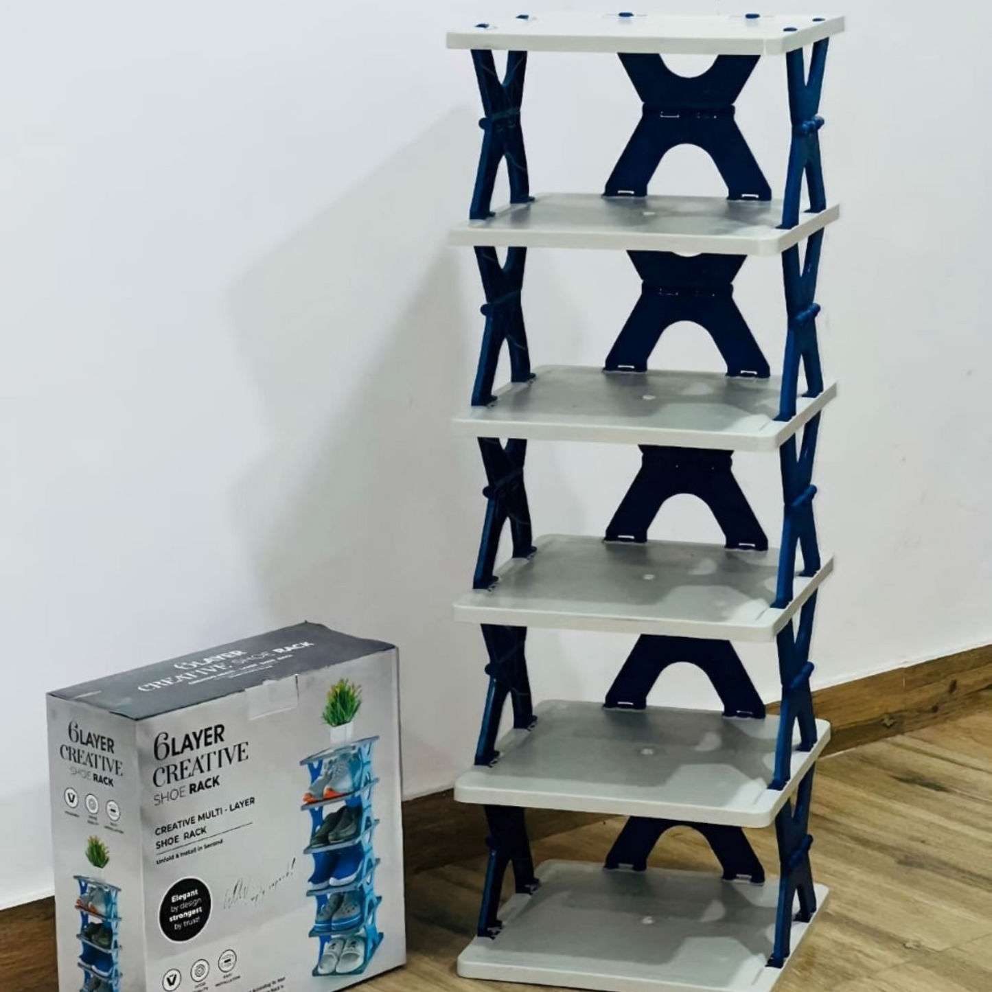 6 Layer Shoes Stand, Plastic Adjustable Shoes Sleepers sandals Rack